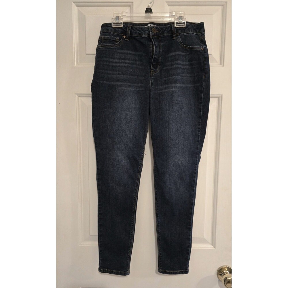 Blue Spice Jeans Blue Skinny Leg 29" Dark Wash Juniors 11 Comfort Stretch Denim